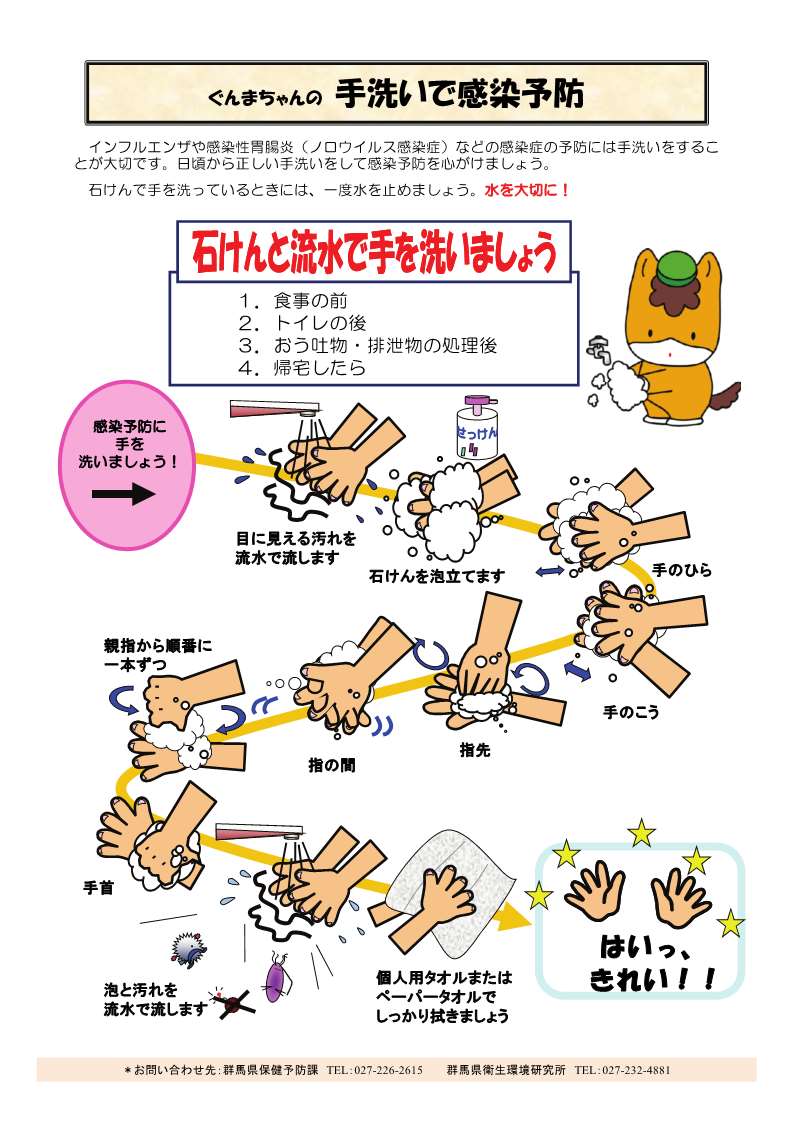 （群馬県）ぐんまちゃんの手洗いで感染予防